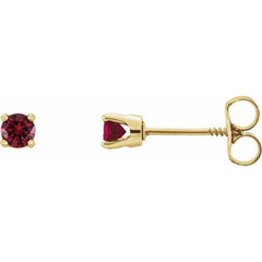 14K Yellow Gold Natural Ruby Youth Earrings