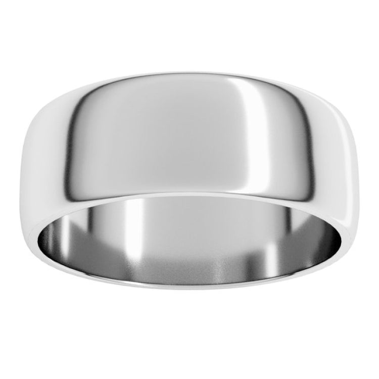 10K White Gold 7 mm Lightweight Half Round Band Size 9.5