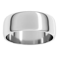 10K White Gold 7 mm Lightweight Half Round Band Size 9.5