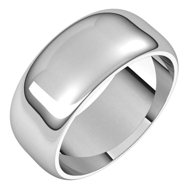 14K White Gold 8 mm Half Round Band Size 13.5