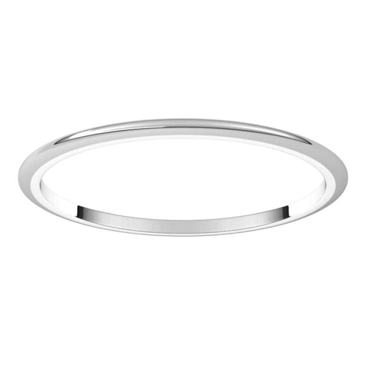 Platinum 1 mm Half Round Band Size 5