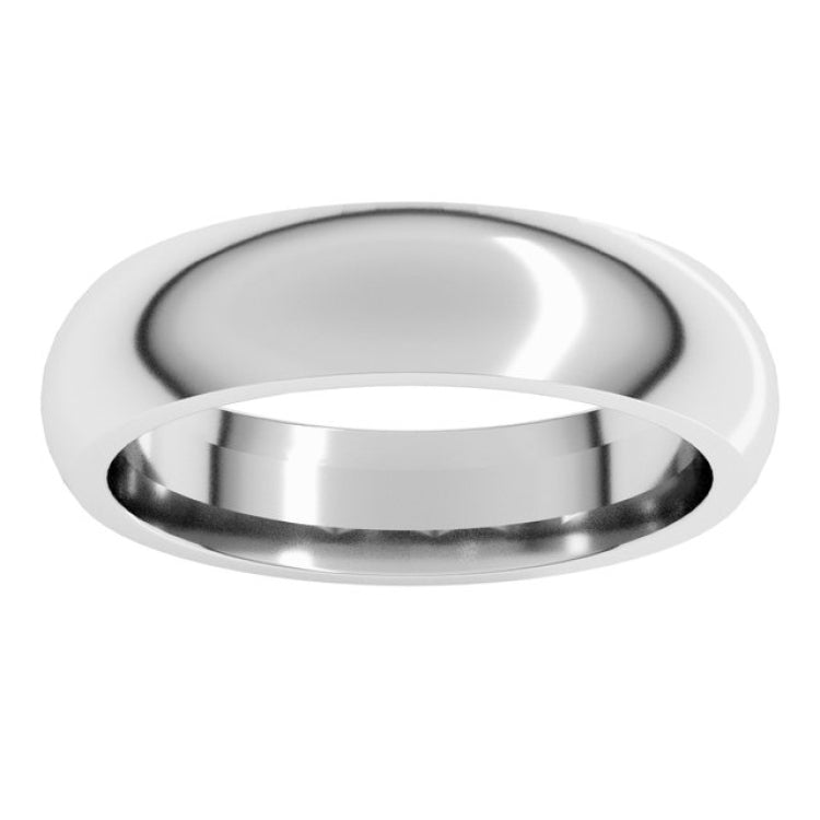 14K White Gold 5 mm Comfort-Fit Half Round Band Size 6