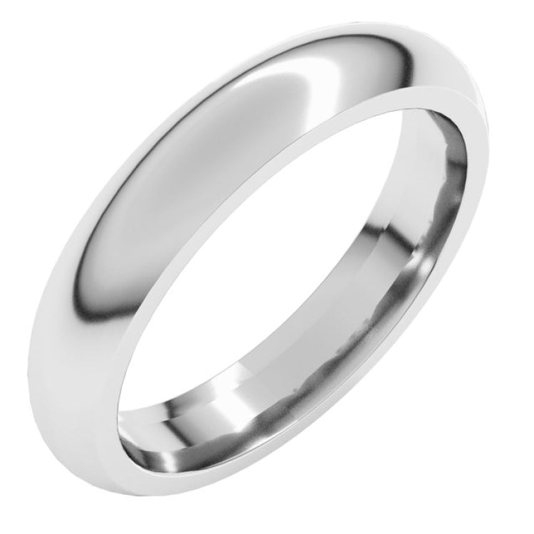 14K White Gold 4 mm Comfort-Fit Half Round Band Size 8