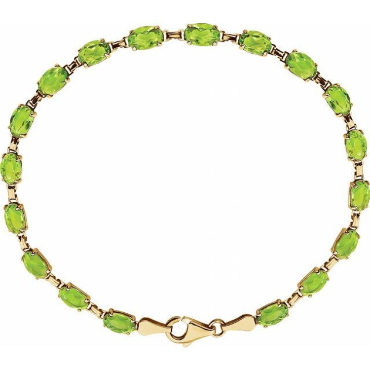 14K Yellow Gold Natural Peridot 7 1/4" Bracelet