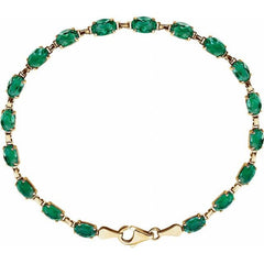 14K Yellow Gold Lab-Grown Emerald 7 1/4" Bracelet