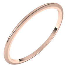 14K Rose Gold 1 mm Half Round Band Size 7.5