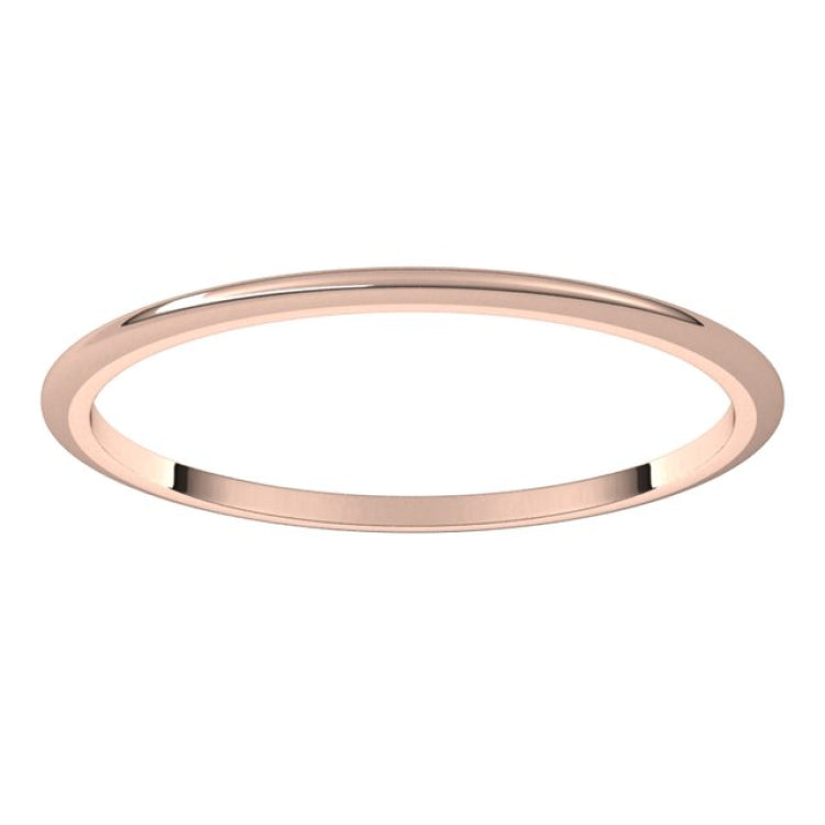 14K Rose Gold 1 mm Half Round Band Size 8.5