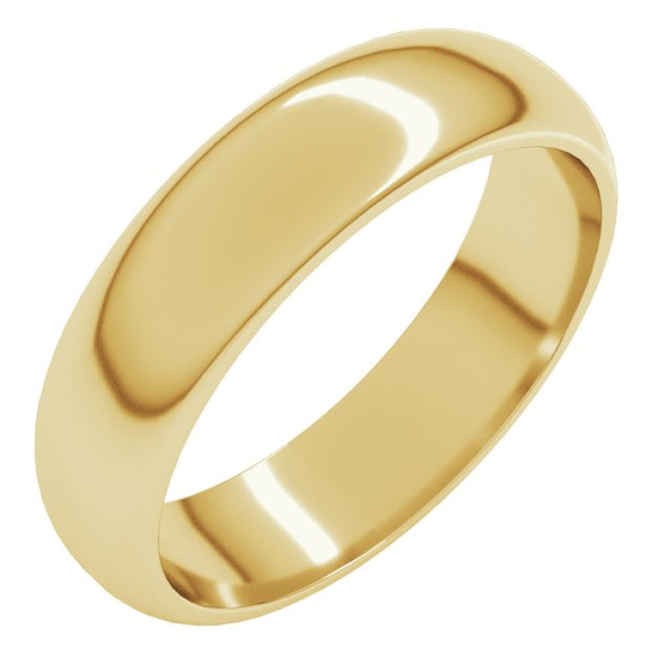 14K Yellow Gold 5 mm Half Round Band Size 7