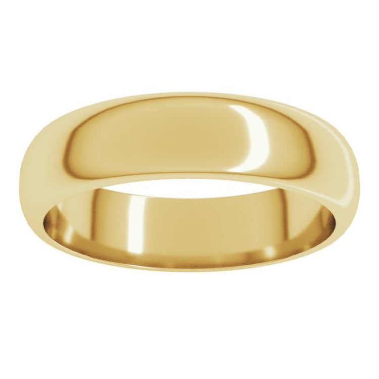 14K Yellow Gold 5 mm Half Round Band Size 7