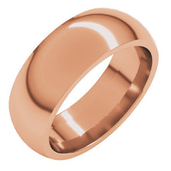 18K Rose Gold 7 mm Comfort-Fit Half Round Band Size 9