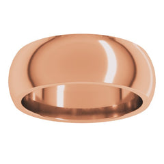 18K Rose Gold 7 mm Comfort-Fit Half Round Band Size 9