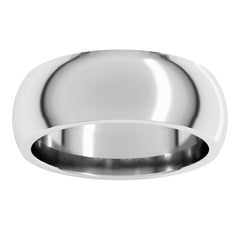 14K White Gold 7 mm Comfort-Fit Half Round Band Size 8