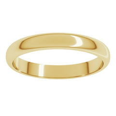 10K Yellow Gold 3 mm Half Round Band Size 10