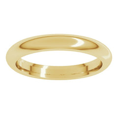 10K Yellow Gold 3 mm Comfort-Fit Half Round Band Size 9