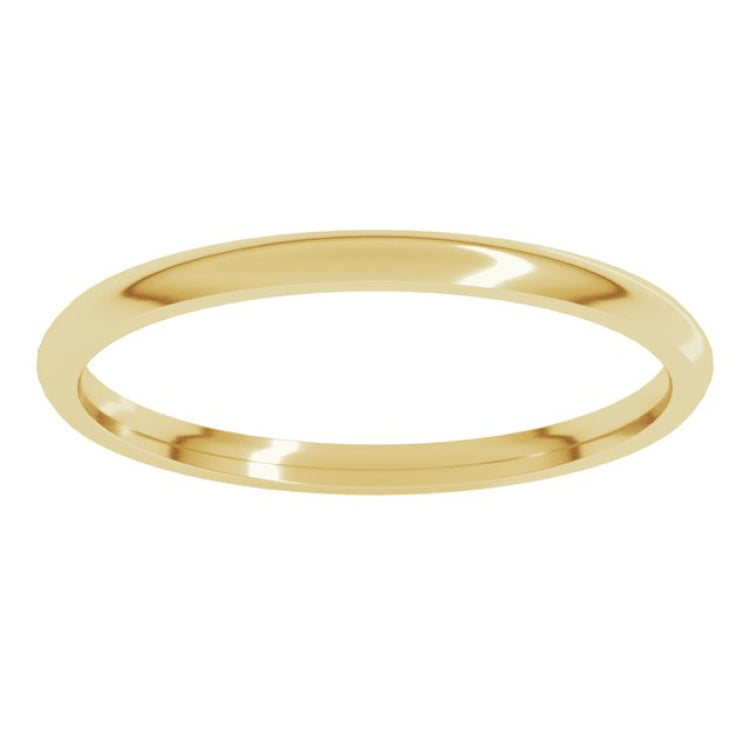 18K Yellow Gold 1.5 mm Lightweight Comfort-Fit Half Round Band Size 5.5