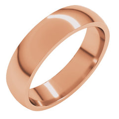 10K Rose Gold 5 mm Lightweight Comfort-Fit Half Round Band Size 10