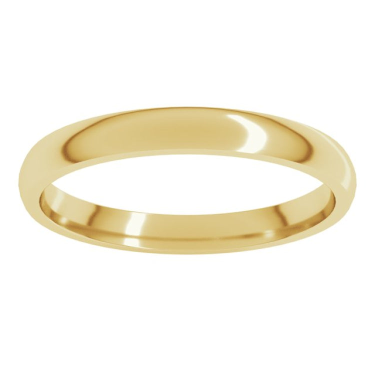 14K Yellow Gold 2.5 mm Lightweight Comfort-Fit Half Round Band Size 7