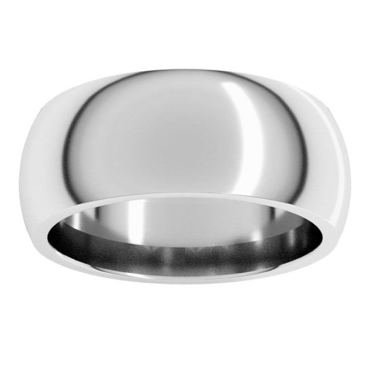 18K White Gold 8 mm Comfort-Fit Half Round Band Size 10