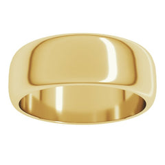 14K Yellow Gold 7 mm Half Round Band Size 8