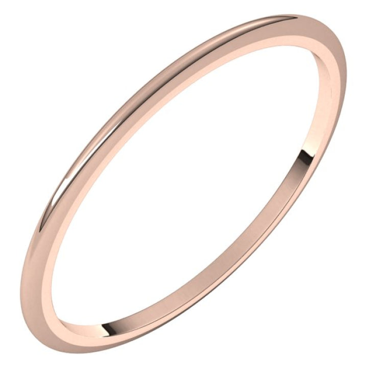 10K Rose Gold 1 mm Half Round Band Size 5.5