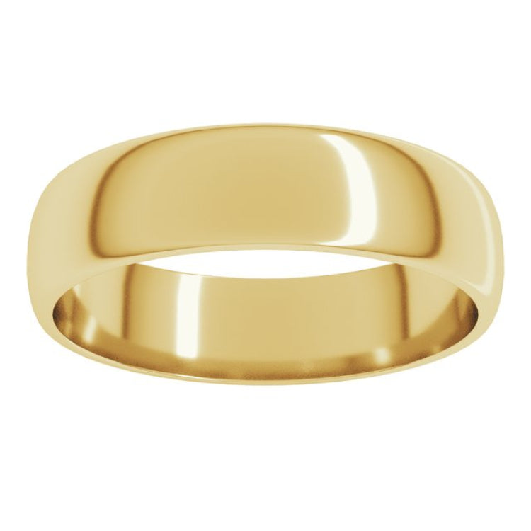 10K Yellow Gold 5 mm Lightweight Half Round Band Size 9