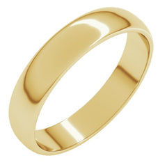 14K Yellow Gold 4 mm Lightweight Half Round Band Size 12
