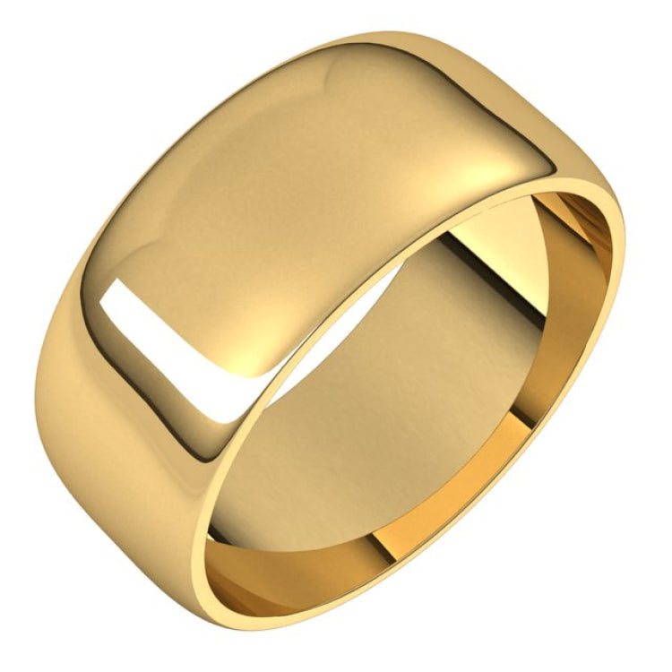 14K Yellow Gold 8 mm Lightweight Half Round Band Size 8