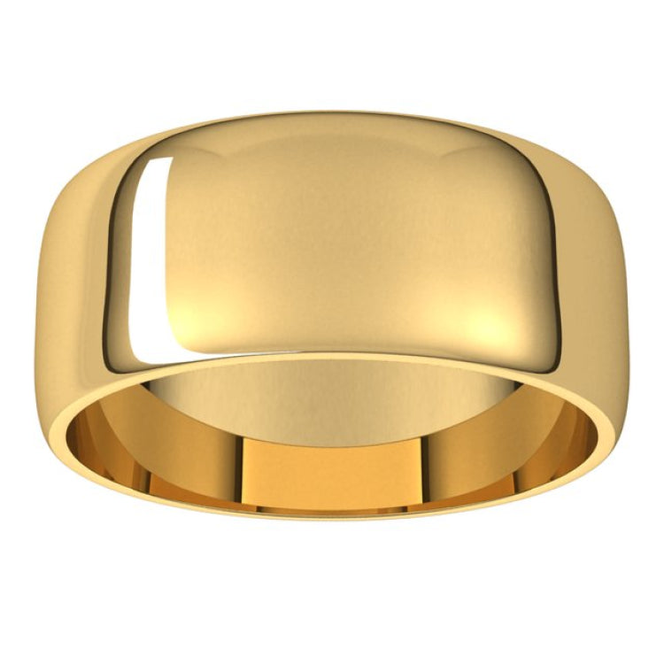 10K Yellow Gold 8 mm Lightweight Half Round Band Size 11