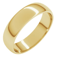 14K Yellow Gold 5 mm Lightweight Half Round Band Size 12
