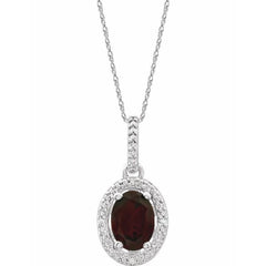 Sterling Silver Natural Mozambique Garnet & .01 CTW Natural Diamond 18" Necklace