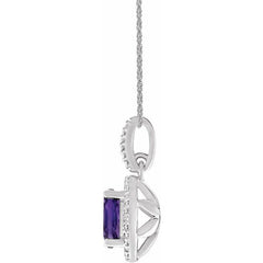 Sterling Silver Natural Amethyst & .01 CTW Natural Diamond 18" Necklace
