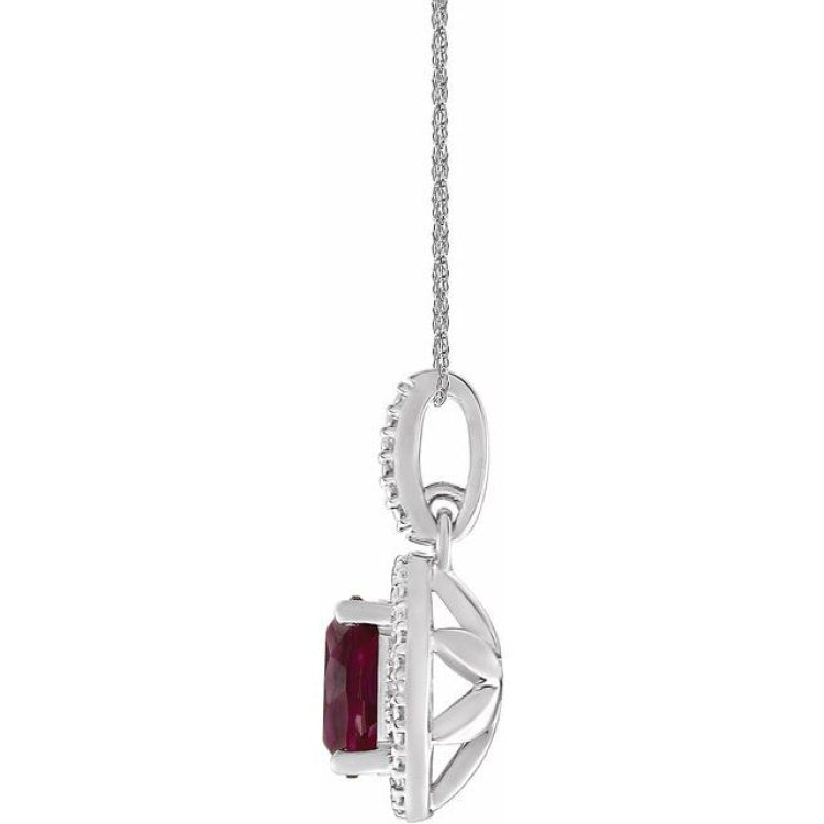 Sterling Silver Lab-Grown Ruby & .01 CTW Natural Diamond 18" Necklace