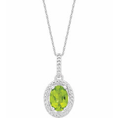 Sterling Silver Natural Peridot & .01 CTW Natural Diamond 18" Necklace