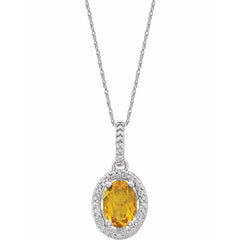Sterling Silver Natural Citrine & .01 CTW Natural Diamond 18" Necklace