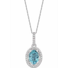 Sterling Silver Natural Sky Blue Topaz & .01 CTW Natural Diamond 18" Necklace