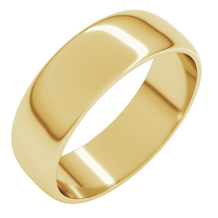 14K Yellow Gold 6 mm Lightweight Half Round Band Size 11.5