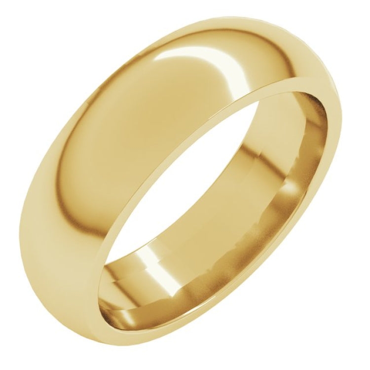 10K Yellow Gold 6 mm Comfort-Fit Half Round Band Size 7.5