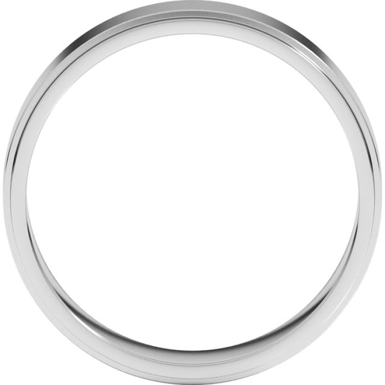 14K White Gold 5 mm Stepped-Edge Flat Band Size 10.5