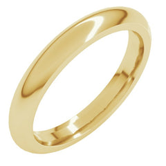 14K Yellow Gold 3 mm Comfort-Fit Half Round Band Size 7.5