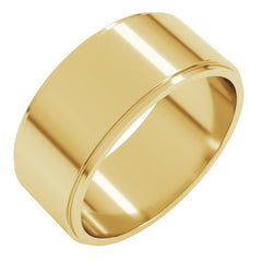 14K Yellow Gold 8 mm Stepped-Edge Flat Band Size 10.5