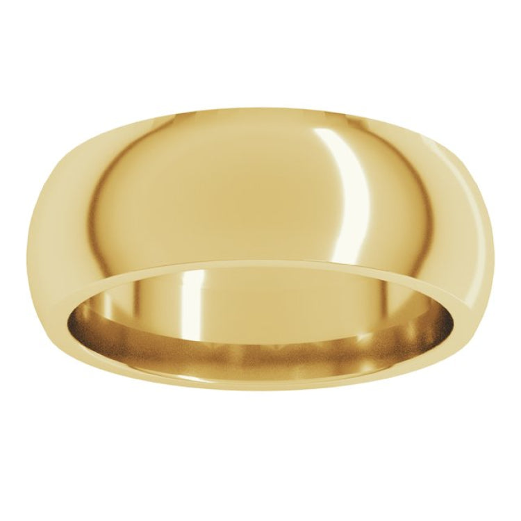 14K Yellow Gold 7 mm Comfort-Fit Half Round Band Size 6.5