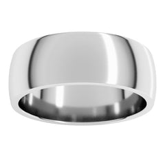 14K White Gold 7 mm Lightweight Comfort-Fit Half Round Band Size 5