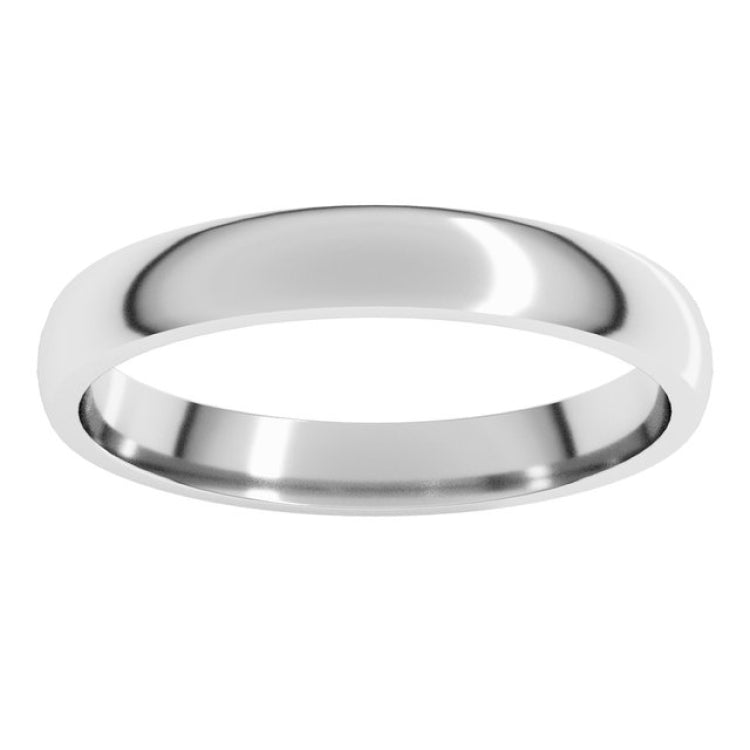 14K White Gold 3 mm Lightweight Comfort-Fit Half Round Band Size 13