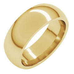 10K Yellow Gold 7 mm Comfort-Fit Half Round Band Size 7.5