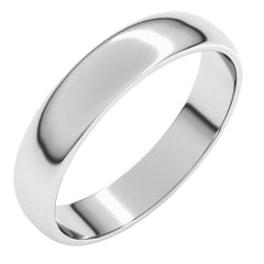 10K White Gold 4 mm Lightweight Half Round Band Size 8