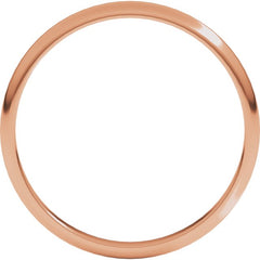 14K Rose Gold 2 mm Lightweight Half Round Band Size 9