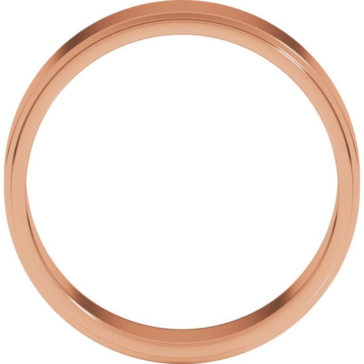 14K Rose Gold 6 mm Stepped-Edge Flat Band Size 11