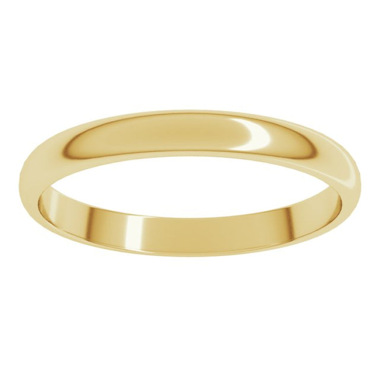 14K Yellow Gold 2.5 mm Lightweight Half Round Band Size 6.5