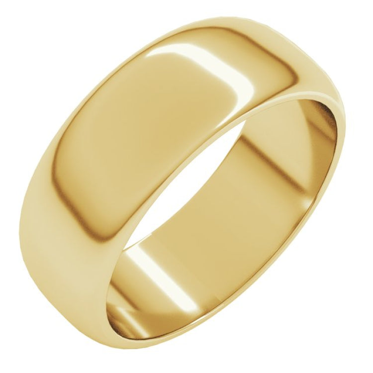 10K Yellow Gold 7 mm Half Round Band Size 9.5