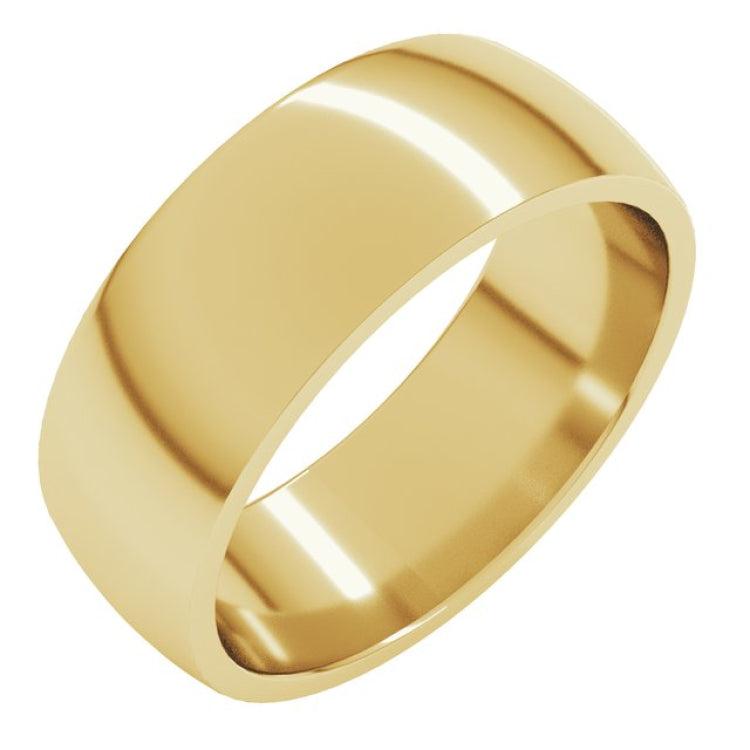 14K Yellow Gold 7 mm Lightweight Comfort-Fit Half Round Band Size 13.5